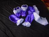 Purple Satin Bonnet Bootees and Mittens